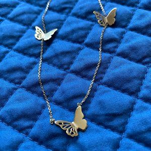 14K Solid Gold Butterfly Necklace